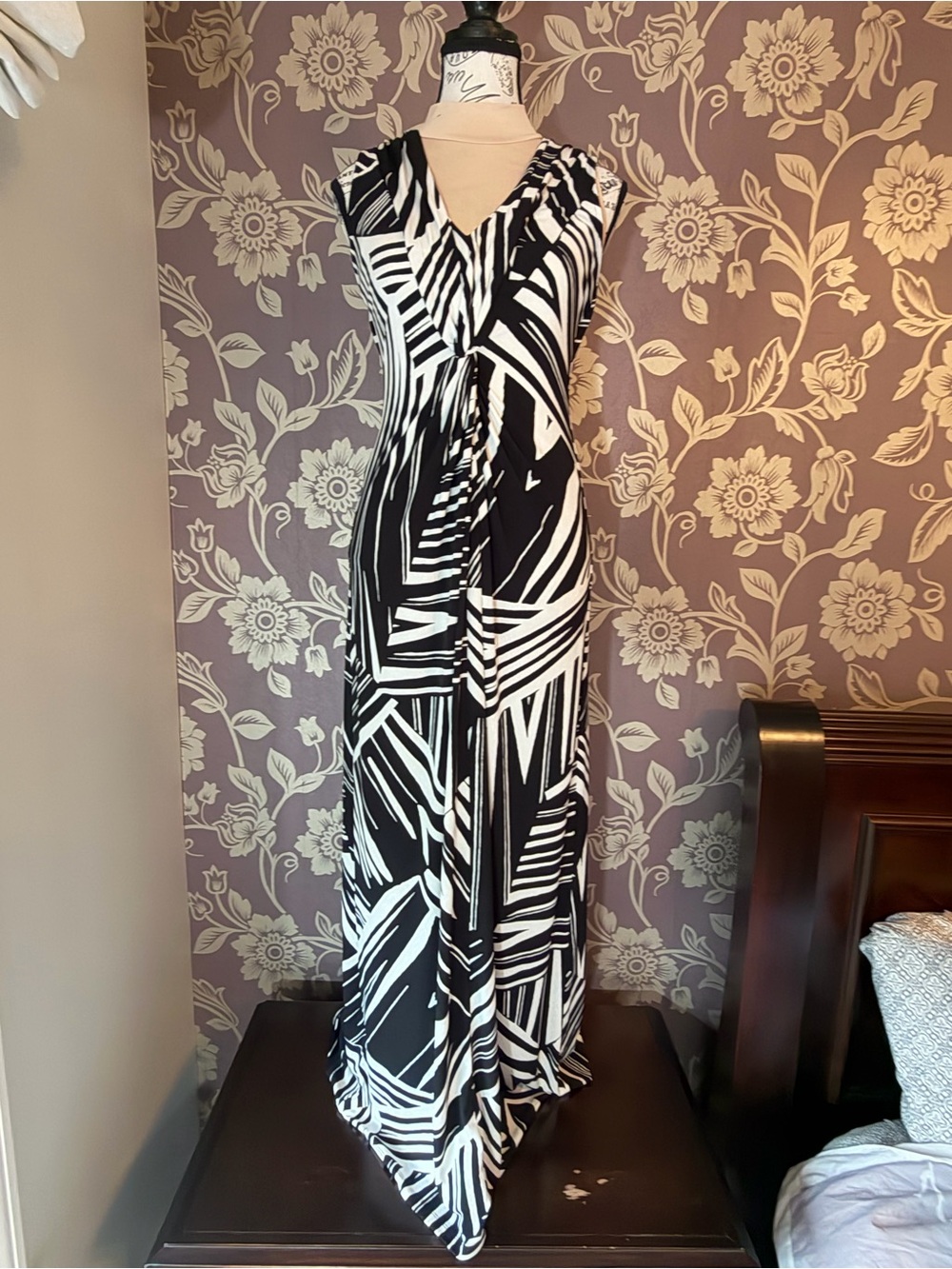 Tommy Bahama Black and White Bangle Print Maxi Dress - Size XS